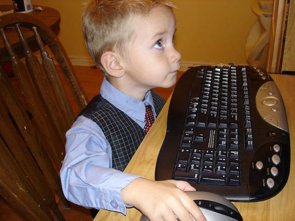 Kid using a computer